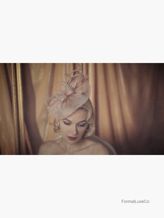 Pillbox Fascinator Hat with Feathers Derby Tea Party Headband main image 5